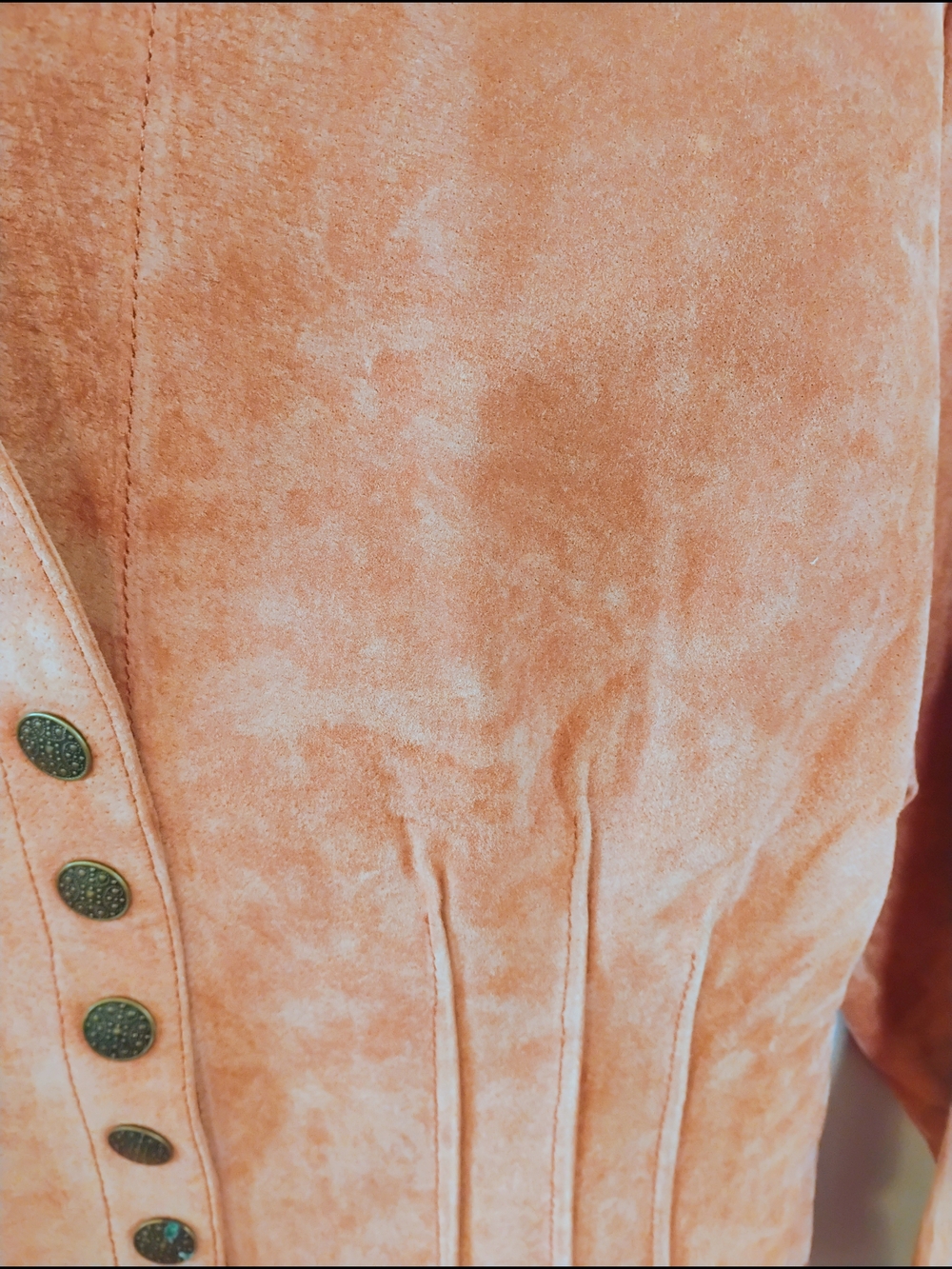 Vintage Women's 100 Percent Suede Leather Rust Cognac Button Front Jacket XLG - Picture 7 of 16